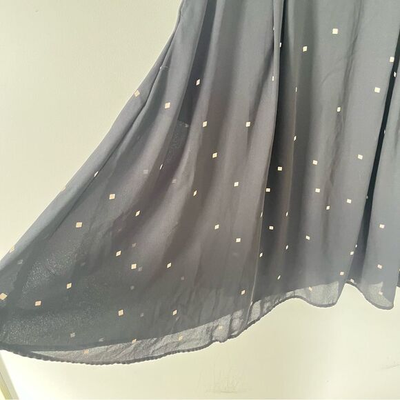 Anthropologie Daniel Rainn Black White Square Pattern Full A-Line Skirt - Picture 5 of 7